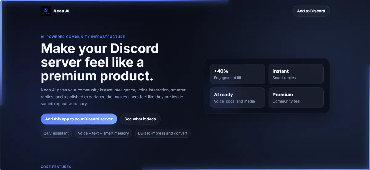 Neon AI website preview